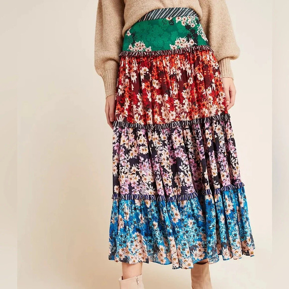 Anthropologie Bhanuni by Jyoti Anarosa Tiered Maxi Skirt (4) - Picture 3 of 4